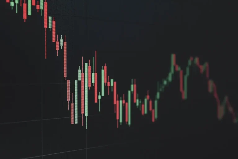 Stock market data chart showing trends in red and green. Perfect for financial and business themes.